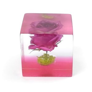 レジン・フラワーキューブ・バラ-赤fc001