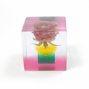 レジン・フラワーキューブ・バラ-赤fc002