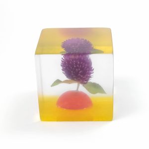 レジン・フラワーキューブ・千日紅-紫fc003