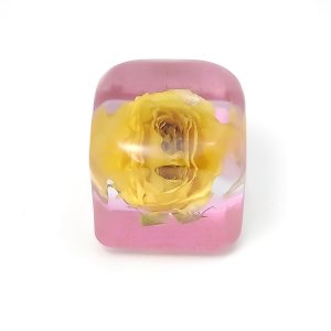 レジン・フラワーキューブ・バラ-黄fc016