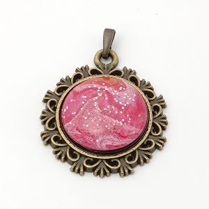 ポーリングアートアクセサリー・ペンダント丸形・バーニングラブpaa-bl001