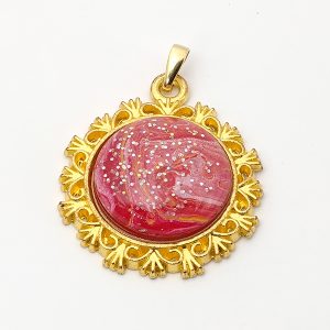 ポーリングアートアクセサリー・ペンダント丸形・バーニングラブpaa-bl002