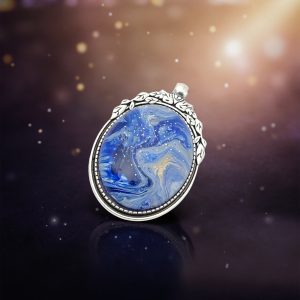 ポーリングアートアクセサリー・ペンダント楕円形・ミルキーウェイpaa-mw024