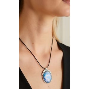 ポーリングアートアクセサリー・ペンダント楕円形・オーシャンpaa-oc003