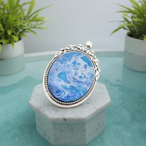 ポーリングアートアクセサリー・ペンダント楕円形・オーシャンpaa-oc004