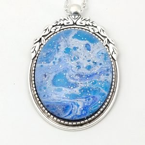 ポーリングアートアクセサリー・ペンダント楕円形・オーシャンpaa-oc004