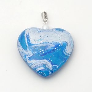 ポーリングアートアクセサリー・ペンダントハート形・オーシャンpaa-oc005