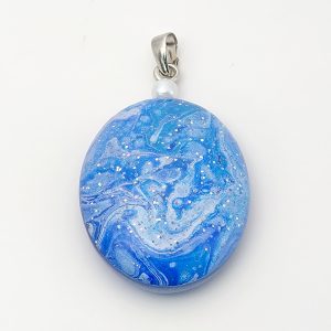 ポーリングアートアクセサリー・ペンダント楕円形・オーシャンpaa-oc006